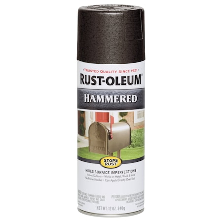 Rust-Oleum Rust Preventative Spray Paint, Dark Bronze, Hammered, Solvent, 12 Oz 7218830